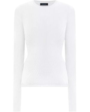 Mugler Tops ,Wit ,Leer Gebreide Top