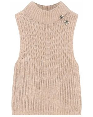 GUSTAV Gebreid Vest Met Steendetails - Naturel