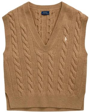 Ralph Lauren Punto polo slv vn po-sleeveless-pullover 211949994001 collection camel - Natur