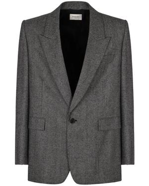Saint Laurent Prince De Galles Wollflanell-Jacke - Schwarz