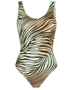 Roberto Cavalli Costume da bagno zebra gamba alta - Verde