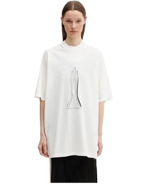 Rick Owens Tops ,Wit ,Katoen Oversized T-Shirt Met Grafische Print