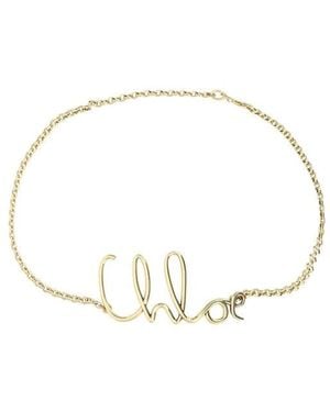 Chloé Accessoires ,Geel ,Kettingpatroon Monogram Riem - Metallic