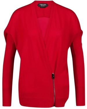 Tom Ford Luxe Cashmere Rode Wrap Cardigan - Rood