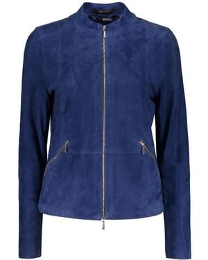 Moorer Jassen ,Blauw ,Suède Leren Jas