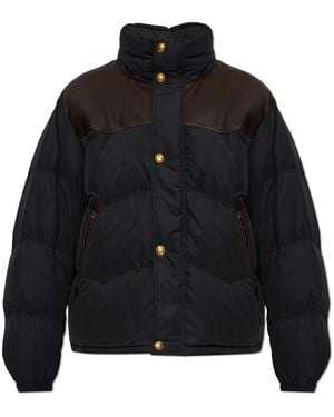 Versace Jassen ,Zwart ,Katoen Donsjack Met Opstaande Kraag