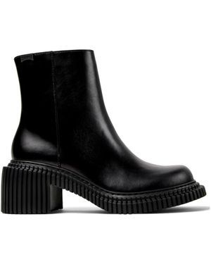 Camper Schoenen ,Zwart ,Leer Enkellaars Met Hak