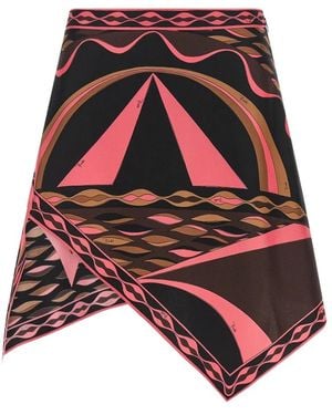 PUCCI Rokken ,Veelkleurig ,Dune Print Zijden Sjaalrok - Rood