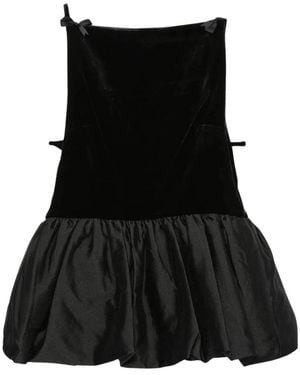 Self-Portrait Tops ,Zwart ,Polyester Fluwelen Top Met Ballonzoom