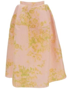 Erdem Floral Midi Rok - Oranje