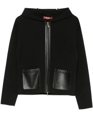 Max Mara Zip-Through Sweater Met Capuchon - Zwart