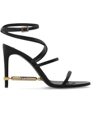 DSquared² Schoenen ,Zwart ,Leer Leren Sandalen Met Hoge Hak En Versiering