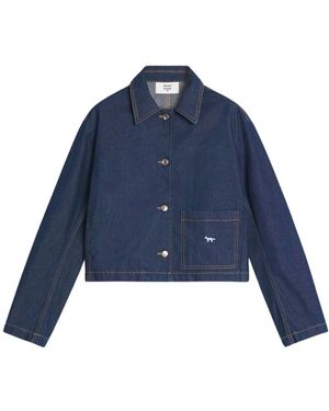 Maison Kitsuné Korte Japanse Denim Jas - Blauw