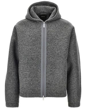 Herno Hoodies & Sweatvesten ,Grijs ,Wol Blouson-Jack Van Wolmix