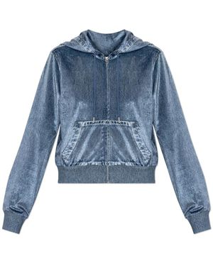 Rag & Bone Hoodies & Sweatvesten ,Blauw ,Polyester Miramar Velvet Hoodie