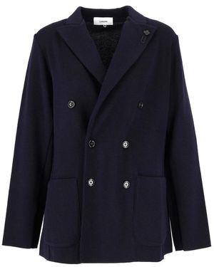 Lardini Dubbele Rij Knopen Wollen Blazer - Blauw