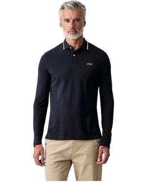 Guess Tops ,Blauw ,Katoen Polo Met Lange Mouwen