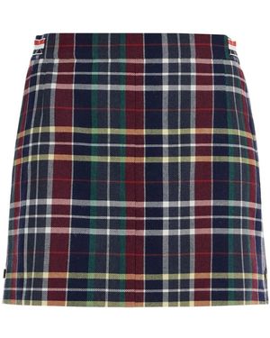 Thom Browne Geruite Wol Mini Rok - Blauw