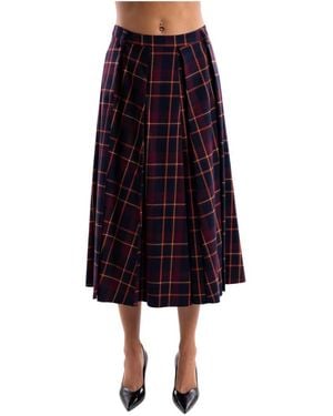 5 PROGRESS Tartan Maxi Rok - Paars