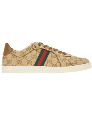Gucci Schoenen ,Bruin ,Leer Stretch Low-Top Sneaker - Naturel