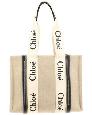Chloé Tassen ,Leer Woody Medium Tote - Metallic