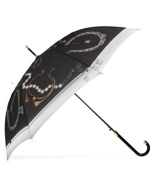 Moschino Accessoires ,Zwart ,Polyester Printed Umbrella - Bruin