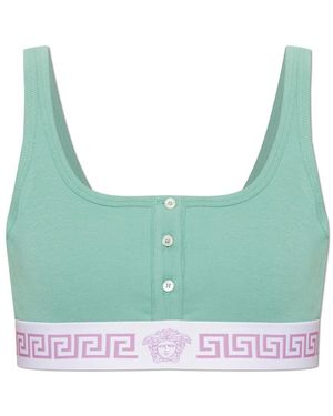 Versace Ondergoed ,Groen ,Katoen Ribbed Cotton Bralette