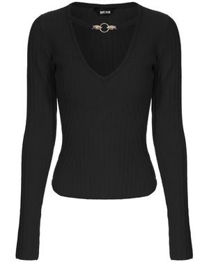 Just Cavalli V-Neck Knitwear - Negro