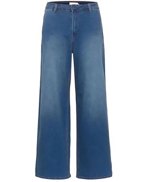 Cream Wide Jeans - Azul