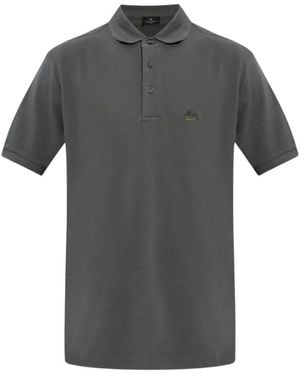 Etro Tops ,Grijs ,Katoen Polo Met Geborduurd Logo