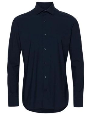 Caliban Overhemden ,Blauw ,Spread Collar Shirt
