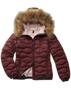 Blauer Chaqueta Acolchada Con Capucha Y Ribete De Piel, Mujer, Talla - Rojo