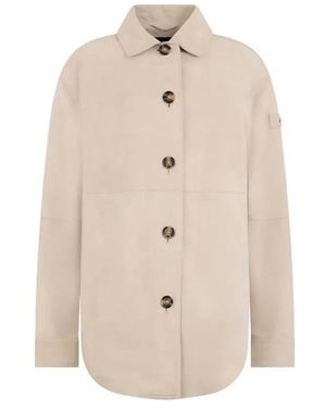 Peuterey Lya Suede Leren Jas - Naturel