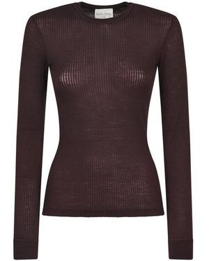 Forte Forte Wool Ribbed Jersey Roundneck T-Shirt - Bruin