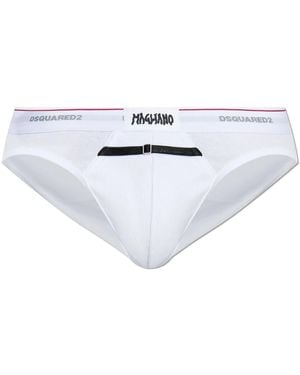 DSquared² High-Cut Ribbed Briefs - Wit