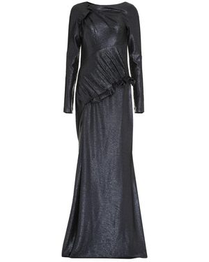 Talbot Runhof Kleedjes ,Blauw ,Polyester Jurk Met Gedrapeerde Halslijn En Transparante Mouwen - Zwart