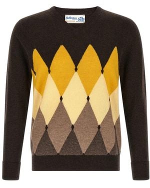 Ballantyne Pullover Mit V-Ausschnitt Und Rautenmuster - Schwarz