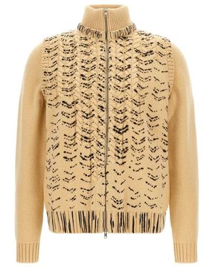 Maison Margiela Truien & Vesten ,Wol Cardigan Van Scheerwol - Naturel