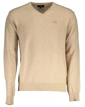 La Martina Eleganter v-ausschnitt pullover - Natur