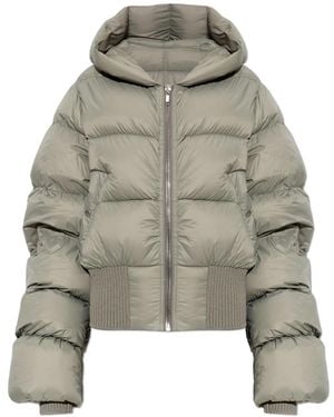 Rick Owens Jassen ,Groen ,Pufferjack Met Capuchon - Grijs