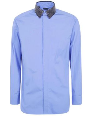Tom Ford Overhemden ,Blauw ,Katoen Piece Dyed Poplin Fluid Fit Shirt