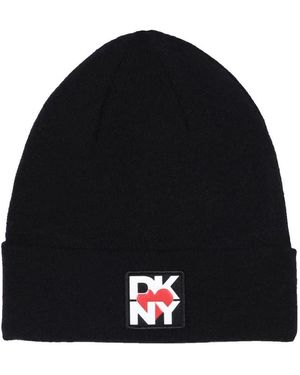 DKNY Accessoires ,Zwart ,Zwarte Beanie Hoed Elegant Ontwerp