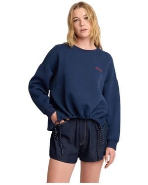 Kocca Hoodies & Sweatvesten ,Blauw ,Felpa Con Stampa E Coulisse