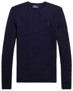 Polo Ralph Lauren Truien & Vesten ,Blauw ,Wol Pullover Met Kabelsteek
