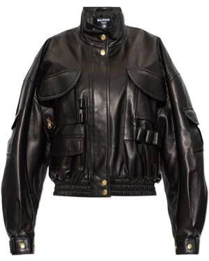 Balmain Jassen ,Zwart ,Leer Leren Jas