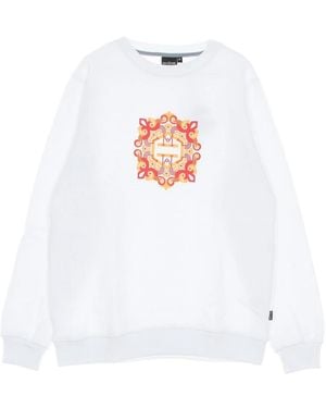 DOLLY NOIRE Hoodies & Sweatvesten ,Wit ,Katoen Witte Crewneck Sweatshirt Met Maioliche Logo