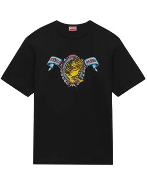 KENZO Tops ,Zwart ,Katoen Jumping Tiger T-Shirt