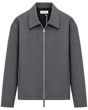 ROLD SKOV Zip-Up Slim Shirt Stripe - Grau