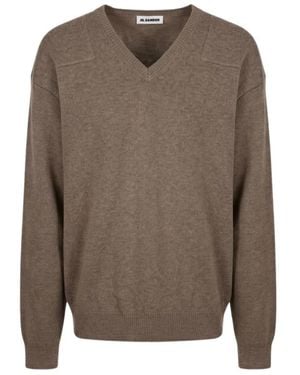 Jil Sander V-Neck Knitwear - Brown