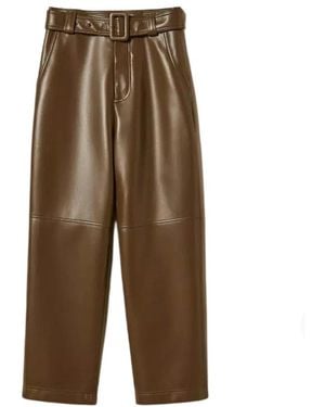Twinset Leather Trousers - Marrón